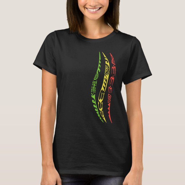 Symbol Reggae Waves Pattern Culture Maori Tribal N T-Shirt (Front)