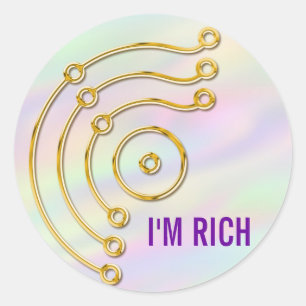 Symbol RUNA / GOLD, I'M RICH   coloured light Classic Round Sticker