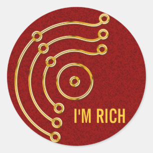 Symbol RUNA / GOLD, I'M RICH dark red splatter Classic Round Sticker
