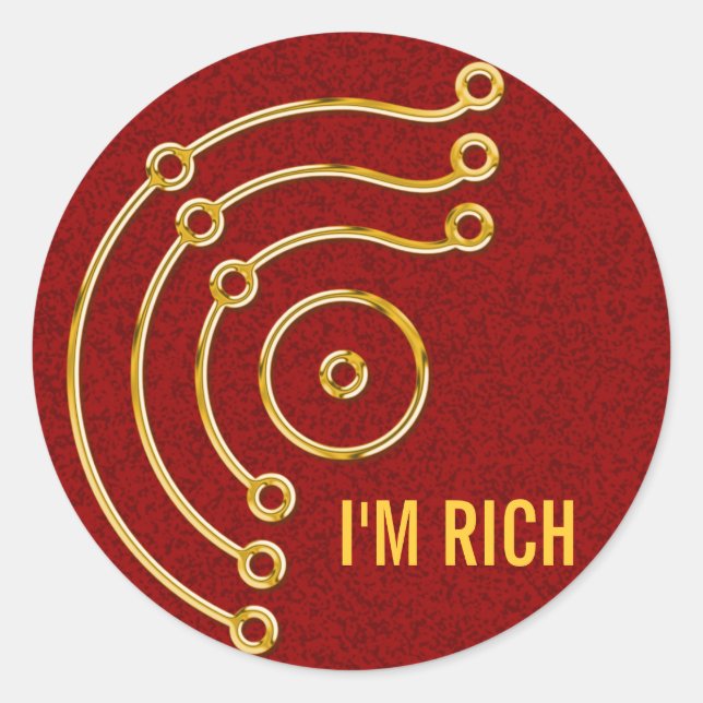 Symbol RUNA / GOLD, I'M RICH | dark red splatter Classic Round Sticker (Front)
