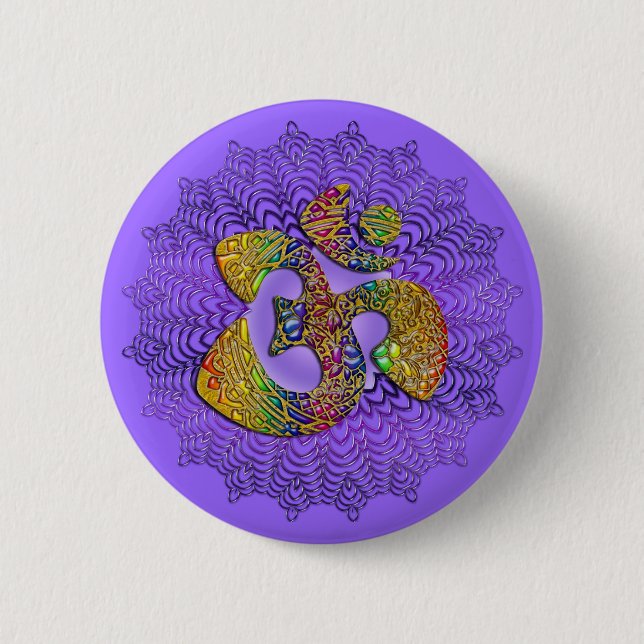 Symbol Universal OM / AUM - Ornament 2 Inch Round Button (Front)