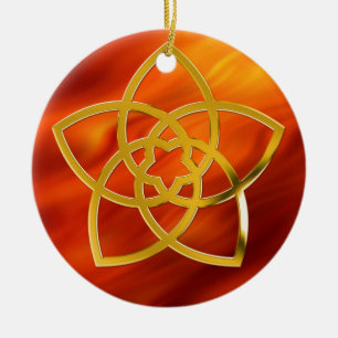 Symbol Venus Flower / GOLD   fire red Ceramic Ornament