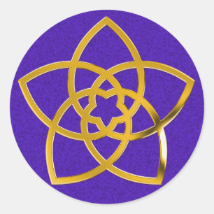 Symbol Venus Flower / GOLD   violet splatter Classic Round Sticker
