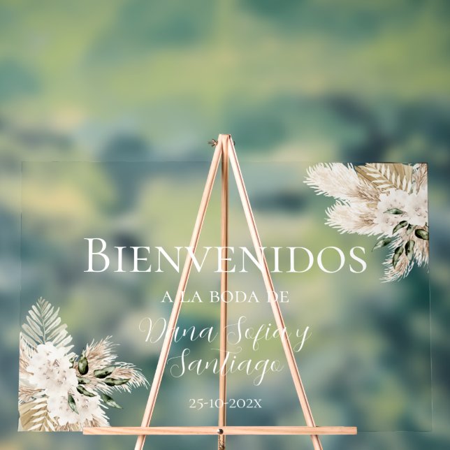 Symbole acrylique dépoli Boho Mariage Bienvenue (Neutre)