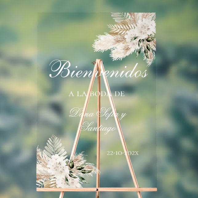 Symbole acrylique dépoli Boho Mariage Bienvenue (Neutre)