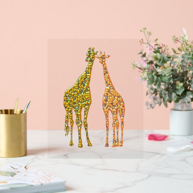 Symbole acrylique d'or de la Giraffe en couple (Mariage)