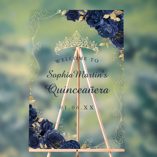 SYMBOLE ACrylique Floral Quinceanera Gold Swirl Ma (Neutre)