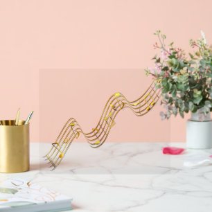Symbole acrylique Gold Musical Notes