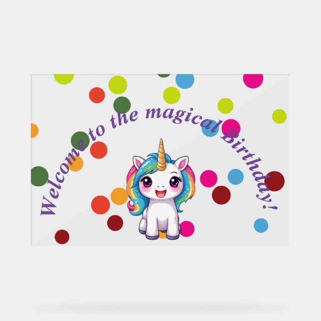 Symbole acrylique pour anniversaire à la licorne (Recto)