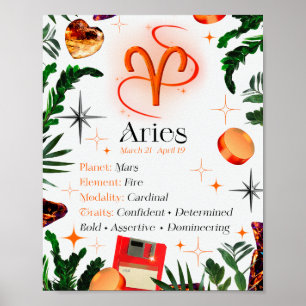 Symbole Aries Zodiac Star Y2K Blanc 4:5 Poster