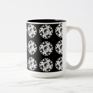 Symbole asiatique en mosaïque Yin et Yang Mug noir