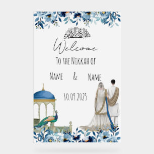 Symbole bleu floral islamique Nikkah