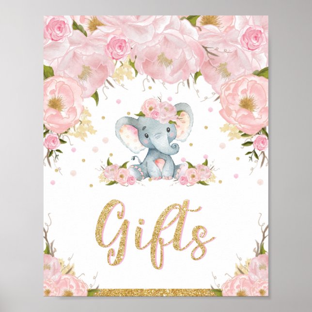 Symbole Cadeaux Poster Éléphant Baby shower d'anni (Devant)