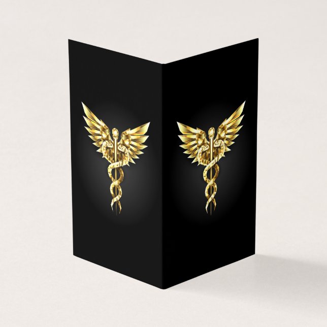 Symbole caducee polygonale en or (Outside)