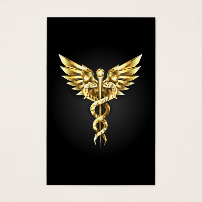Symbole caducee polygonale en or (Devant)