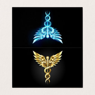 Symbole caducee polygonale or