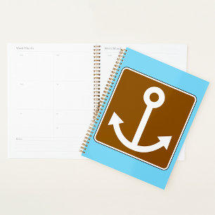 Symbole d'ancre nautique Panneau marron marina