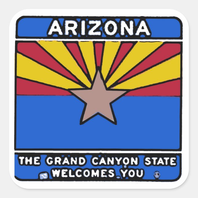 Symbole de bienvenue Arizona autocollants carrés d (Devant)