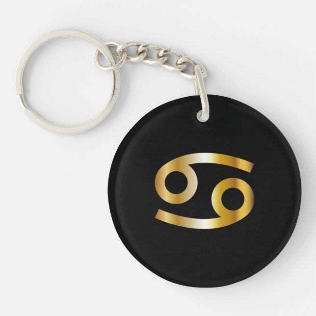Symbole de cancer Zodiac, Porte - clé noir et or (Devant)