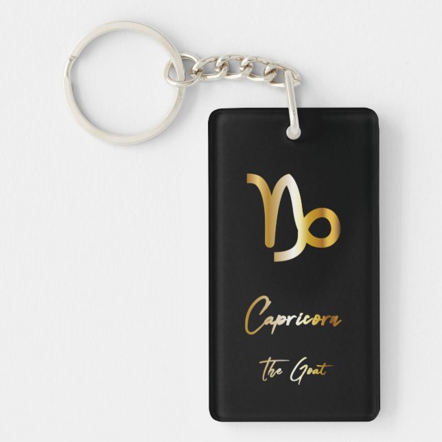 Symbole de Capricorne Zodiac, Porte - clé noir et  (Devant)