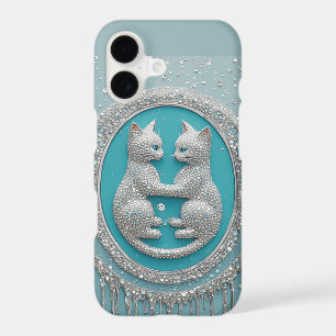 Symbole de chats Yin Yang avec texture zen bleu cl