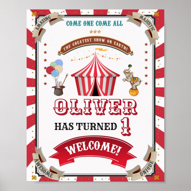 Symbole de fête de bienvenue du cirque poster de b (Devant)