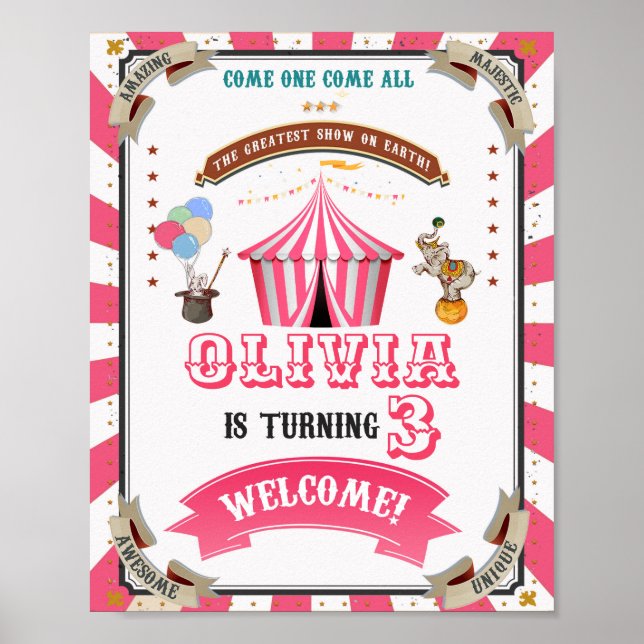 Symbole de fête de bienvenue du cirque poster de b (Devant)