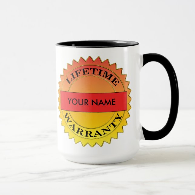 Symbole de garantie à vie Votre nom Café Mug (Droite)