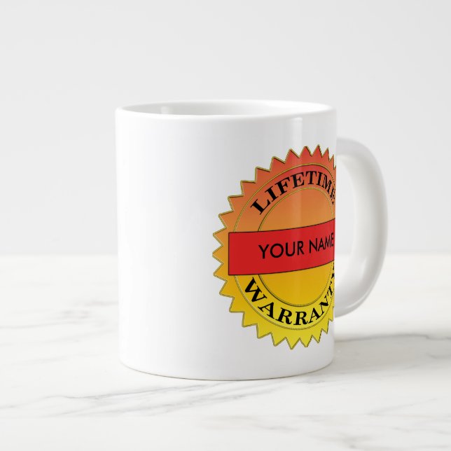 Symbole de garantie à vie Votre nom Jumbo Mug (Devant droit)