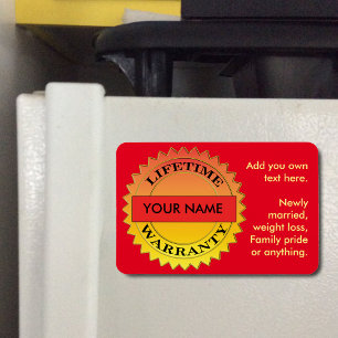 Symbole de garantie à vie Votre nom Rect Magnet