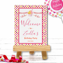 Symbole de la fête de bienvenue Pink Yellow Polka
