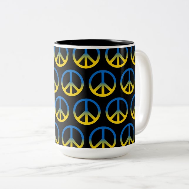 SYMBOLE DE LA PAIX D'Ukraine Mug À Café Deux Tons (Devant droit)
