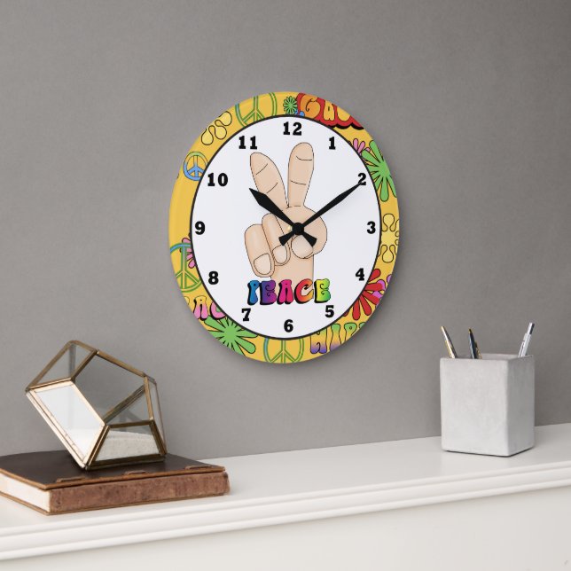 SYMBOLE DE LA Paix horloge murale Hippie (Bureau)