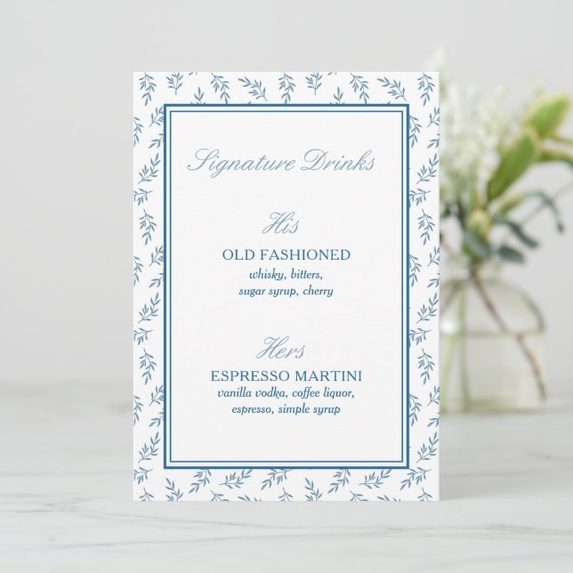 Symbole de mariage classique bleu élégant Cartes e (Debout devant)