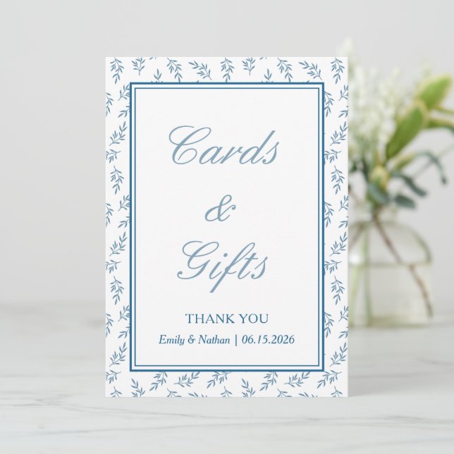 Symbole de mariage classique bleu élégant Cartes e (Debout devant)