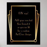 Symbole de Mariage personnalisé Art déco or noir
