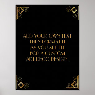 Symbole de Mariage personnalisé Art déco or noir