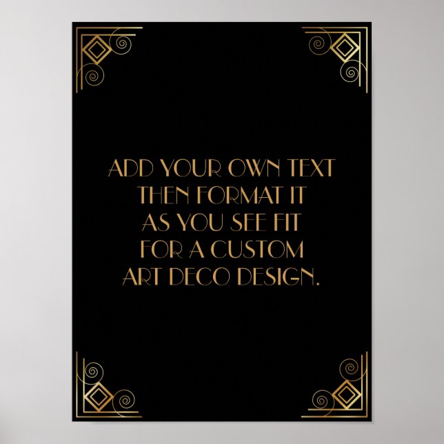 Symbole de Mariage personnalisé Art déco or noir (Devant)