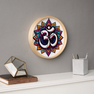 Symbole de méditation Om indien Mur Horloge