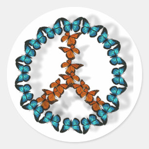 Symbole de paix des autocollants de papillons