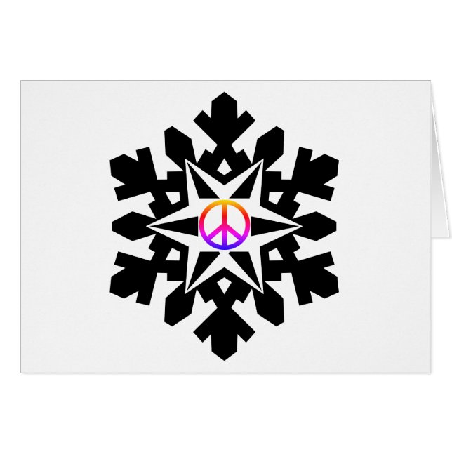 Symbole de paix enneigé carte de Noël (Devant horizontal)