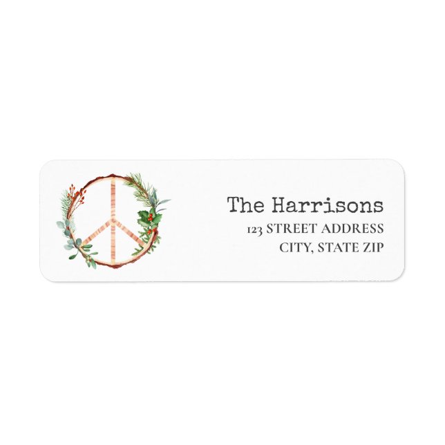SYMBOLE DE PAIX Étiquette DE Noël rustique (Devant)
