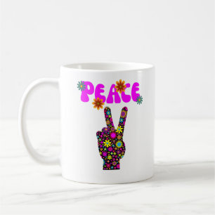 SYMBOLE DE PAIX Fleur Rétro Café Mug