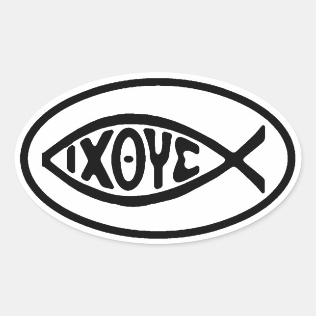 Symbole de poisson Ichthus Stickers pare-chocs ova (Devant)