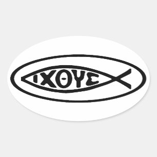 Symbole de poisson Ichthus Stickers pare-chocs ova