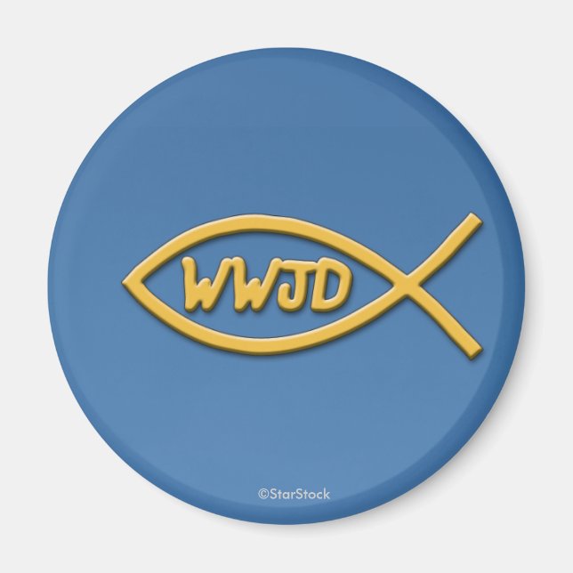 Symbole de poisson WWJD Magnet (Devant)