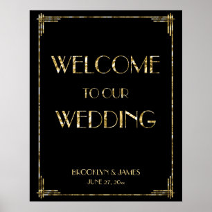 Symbole de réception de mariage Art déco Gold Foil