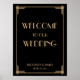 Symbole de réception de mariage Art déco noir Grea
