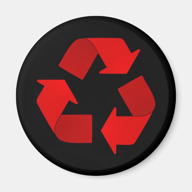 Symbole de recyclage rouge Magnet (Devant)