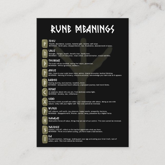 Symbole de rune Elhaz - Cartes de signification (Devant)
